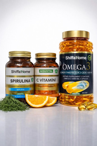 Çare Burada ÇareBurada Spirulina 60 kapsül, Omega3 200 Softjel, C Vitamini Kapsül 60 Kapsül