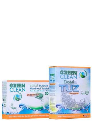 U Green Clean Bitkisel Bulaşık Makinesi Tableti 30' Lu + Tuz 1,5 Kg. 2' Li Set