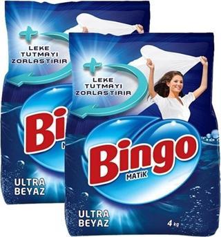 Bingo Matik Ultra Beyaz 4 kg 2'li Paket Beyazlar için Toz Çamaşır Deterjanı