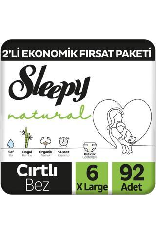 Sleepy Natural 2'li Ekonomik Fırsat Paketi Bebek Bezi 6 Numara Xlarge 92 Adet