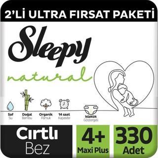 Sleepy Natural 2'li Ultra Fırsat Paketi Bebek Bezi 4+ Numara Maxi Plus 330 Adet