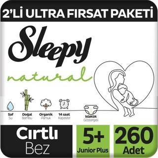 Sleepy Natural 2'li Ultra Fırsat Paketi Bebek Bezi 5+ Numara Junior Plus 260 Adet