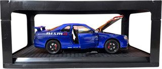 Toysturka 1:24 Metal Model Koleksiyon Araba Nissan Skyline GT-R R34 Mavi Nısmo 19 Cm (Döner Ön Tekerler)