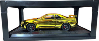 Toysturka 1:24 Metal Model Koleksiyon Araba Nissan Skyline GT-R R34 Parlak Sarı 19 Cm (Döner Ön Tekerler)