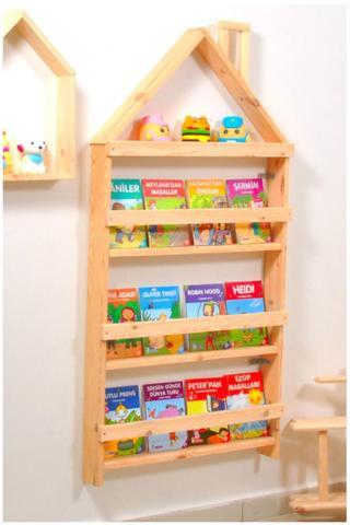 MiniWood Çocuk Odası Eğitici Montessori Kitaplık Mobilya Raf Duvar Rafı 4 Lü