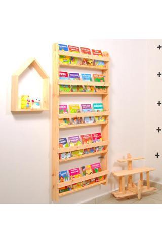 MiniWood Çocuk Odası Eğitici Montessori Kitaplık Mobilya Raf Duvar Rafı 5 Li