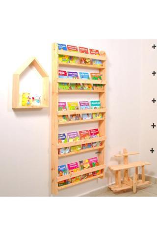 MiniWood Çocuk Odası Eğitici Montessori Mobilya Kitaplık Raf Duvar Rafı 5 Li 145X50