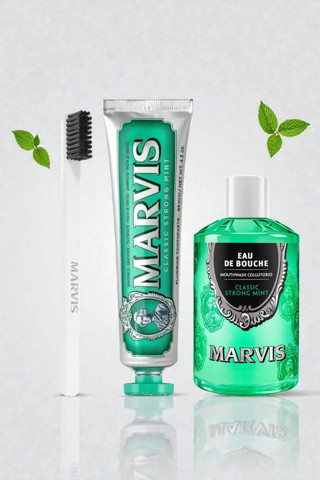 Marvis Günlük Klasik Bakım - Klasik Diş Macunu 85ml + Ağız Bakım Suyu 400ml + Yumuşak Diş Fırçası
