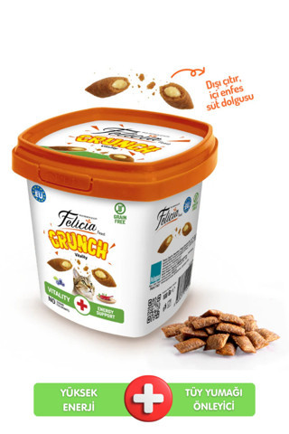 Felicia Tüy Yumağı Önleyici Vitality Enerji Kedi Crunch Ödül Maması Sığır Etli, Yaban Mersini & Sütlü 100 gr