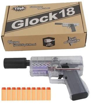 Birlik Oyuncak Tiim Sarjlı Tam Otomatik Susturuculu Glock Tabanca D3