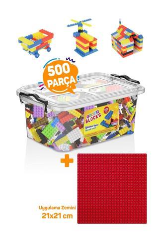 P Parti Oyunevi Kırmızı Uygulama Zeminli Mikro Blok Funny Blocks 500 Parça Plastik Kutulu