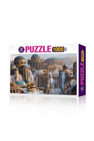 P Parti Oyunevi Puzzle 1000 Parça Fantastik Şehir Panoramik Kale 48X68 Cm
