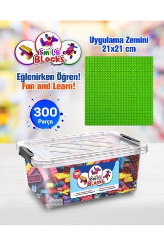 P Parti Oyunevi Smile Blocks 300 Parça Plastik Kutulu Mikro Blok Yeşil Uygulama Zeminli