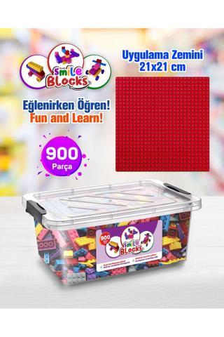 P Parti Oyunevi Smile Blocks 900 Parça Plastik Kutulu Mikro Blok Kırmızı Uygulama Zeminli
