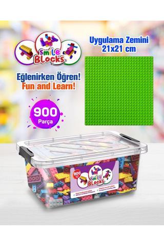 P Parti Oyunevi Smile Blocks 900 Parça Plastik Kutulu Mikro Blok Yeşil Uygulama Zeminli