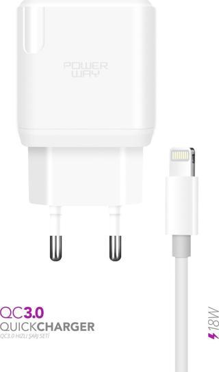 QCL30 (QC 3.0) Iphone 18W Hızlı Şarj Lightning iOs Şarj Cihazı (Kablo Dahil) Tüm Cihazlarla Uyumlu