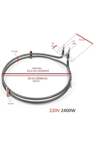 Universal Fırın Rezistansı Turbo 2400W 220V Çap:20Cm 6,5Mm Arçelik
