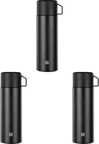 Zwilling Termos, Entegre Fincan, Termos Sürahi, Çift Duvarlı Yalıtım, 1 Litre, Siyah 3Lü Paket