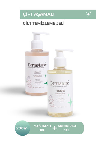 Dermaluire Çift Aşamalı Cilt Temizleme Seti ( Yağ Bazlı Yüz Temizleyici, Arındırıcı Yüz Temizleme Jeli)