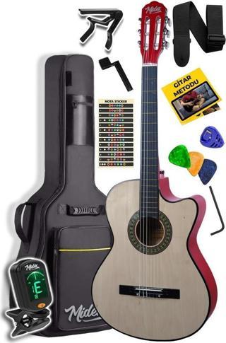 Midex CG-390NT-XBAG Klasik Gitar 4/4 Sap Ayarlı Kesik Kasa (Çanta Tuner Askı Capo Metod Pena)