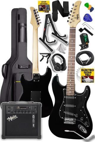 Midex RPH-30BK-25AMP Black Elektro Gitar Seti 25 WATT Bluetooth Şarjlı Amfi Kulaklık Full SET