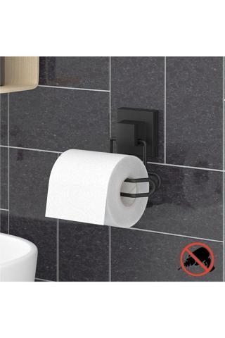Delme Vida Matkap Yok! Easyfıx Yapışkanlı Tuvalet Kağıtlık Mat Siyah Ef271