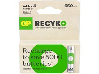 GP Batteries ReCyko 650 AAA İnce Kalem Ni-Mh Şarjlı Pil, 1.2 Volt, 4'lü Kart