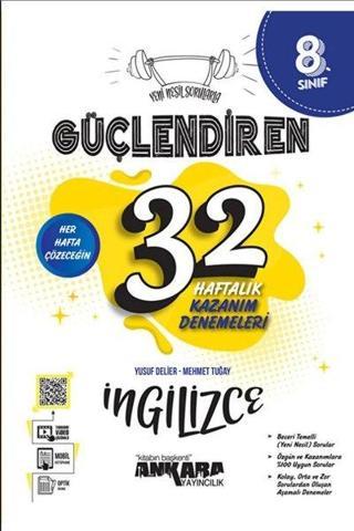 8. Sınıf İngilizce Güçlendiren 32 Haftalık Kazanım Denemeleri - Mehmet Tuğay - Ankara Yayıncılık