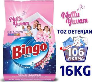 Bingo Matik 8 Kg Mutlu Yuvam Renkliler Ve Beyazlar Toz Çamaşır Deterjanı Ekonomi Paketi 2'Li