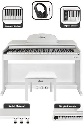 Midex PLX-190WH Dijital Piyano 88 Tuşlu Beyaz Tuş Hassasiyetli Çekiç Aksiyonlu