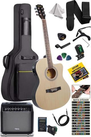 Midex XC-300XNT-AMP Profesyonel AMFİLİ Elektro Akustik Gitar (Amfi Gigbag Çanta Tuner Capo Askı Jak Kablo Pena)