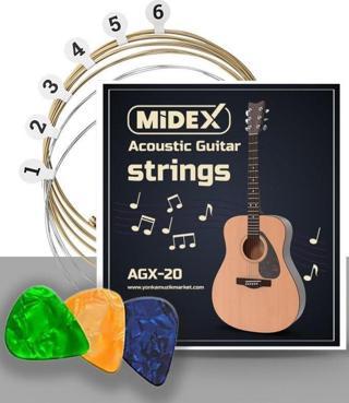 Midex AGX-20 Akustik Gitar Teli Takımı ve Pena Seti