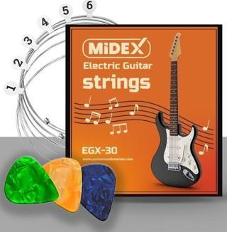 Midex EGX-30 Elektro Gitar Teli Takımı ve Pena Seti