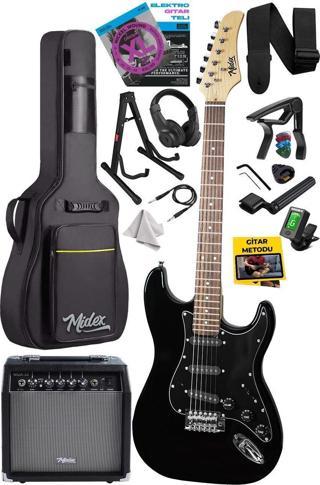 Midex RPH-30BK-35AMP Gül Klavye Strat Kasa SSS 35W Elektro Gitar Seti