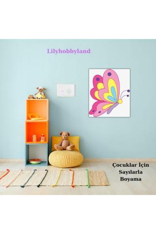 Lilyhobbyland Çocuklar Için Renkli Baskılı Sayılarla Boyama Hobi Seti: Renkli Kelebek