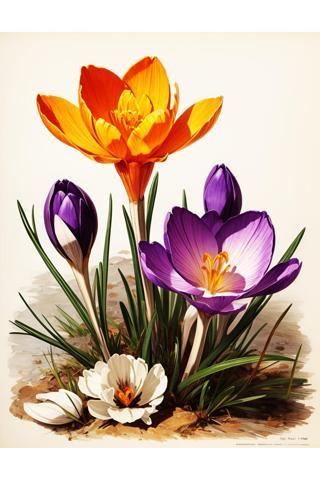 Lilyhobbyland Renkli Baskılı Sayılarla Boyama Hobi Seti (Çerçeveli) 50X65 Cm: Renkli Çiçekler