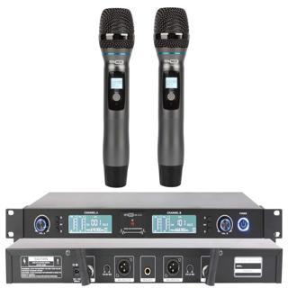 Hepa Merz HM-222EE Dijital UHF 2'li Üst Kalite Kablosuz EL Mikrofonu Telsiz Mikrofon ÇİFT EL
