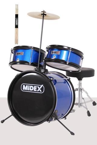 Midex CD300X-BL Akustik Junior Çocuk Baterisi Davulu Seti 5-14 Yaş İçin Full Set