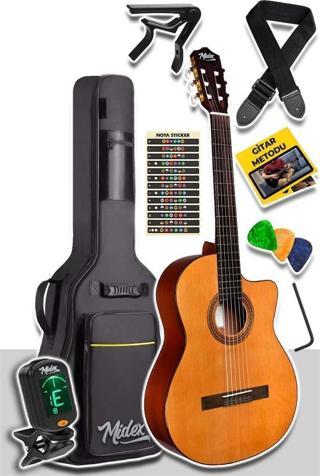 Midex CG-390M-XBAG Klasik Gitar 4/4 Sap Ayarlı Kesik Kasa (Çanta Tuner Askı Capo Metod Pena)