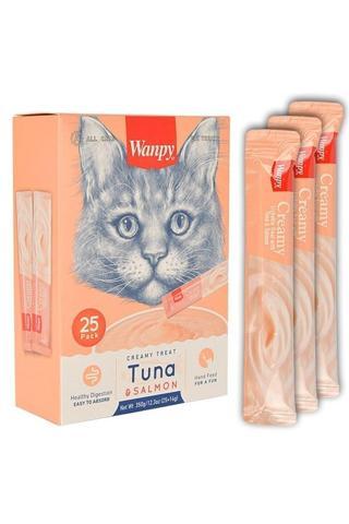 Wanpy Sıvı Kedi Ödülü Ton Balıklı Ve Somonlu 25 Adet X 14 Gr