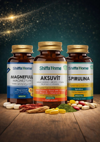 ÇareBurada Enerji Arkadaşları Set 1 Magnefull Magnezyum 60 tablet + Aksuvit 60 tablet + Spirulina 60