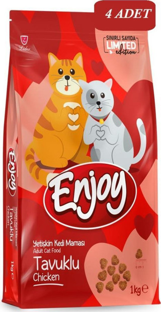 Enjoy Tavuklu Kedi Maması 1 kg (Sevgililer Günü Özel Ambalaj)*4 ADET
