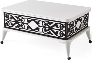 Zerenland 411 Tekerlekli Akıllı Sehpa, Sihirli Sehpa, Açılır Orta Sehpa, Laptop Calışma Masası, Büyüyen Sehpa Beyaz