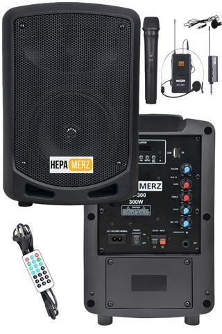 Hepa Merz HS-300EX Taşınabilir Şarjlı Ses Sistemi Çift Mikrofonlu Bluetooth Usb 6.5 İNÇ 300W