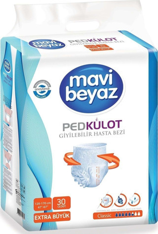 Mavi Beyaz Xl Ekstra Büyük Ped Emici Külot Hasta Bezi