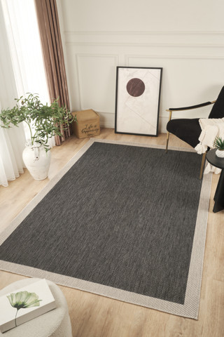 Sisalux 3089 Antrasit Sisal Dokuma Jüt Kilim Hav Toz Vermez Halı Salon Mutfak Oturma Odası Halısı