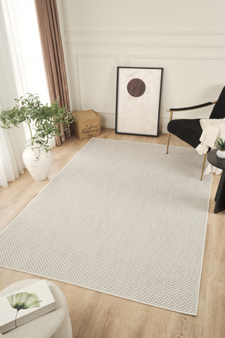 Sisalux 3082 Beyaz Gri Sisal Dokuma Jüt Kilim Hav Toz Vermez Halı Salon Mutfak Oturma Odası Halısı