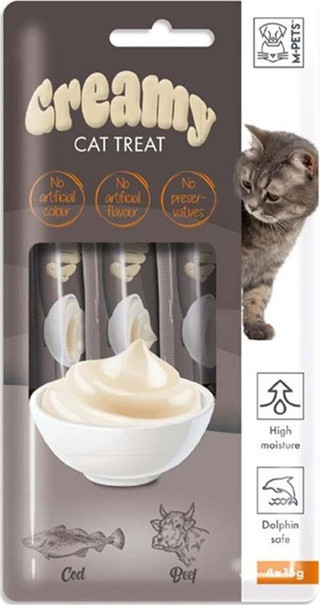 M-Pets Creamy Morina Balıklı Biftekli Kedi Ödülü 4x15 Gr