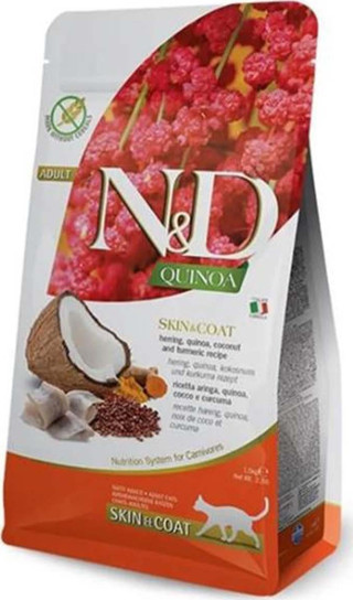 N&D Quinoa Kedi Skin Coat Ringa Balığı 1.5 Kg