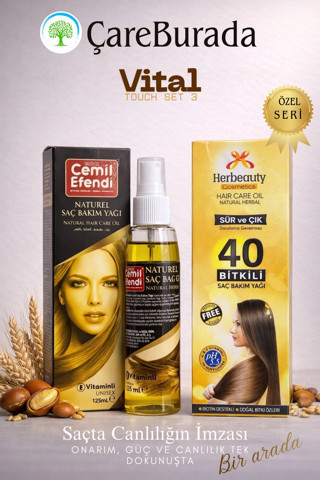 ÇareBurada Vital Touch Set 2 - CemilEfendi Saç Bakım Yağı 125 ml +Herbeauty 40 Bitkili Saç Bakım Yağ